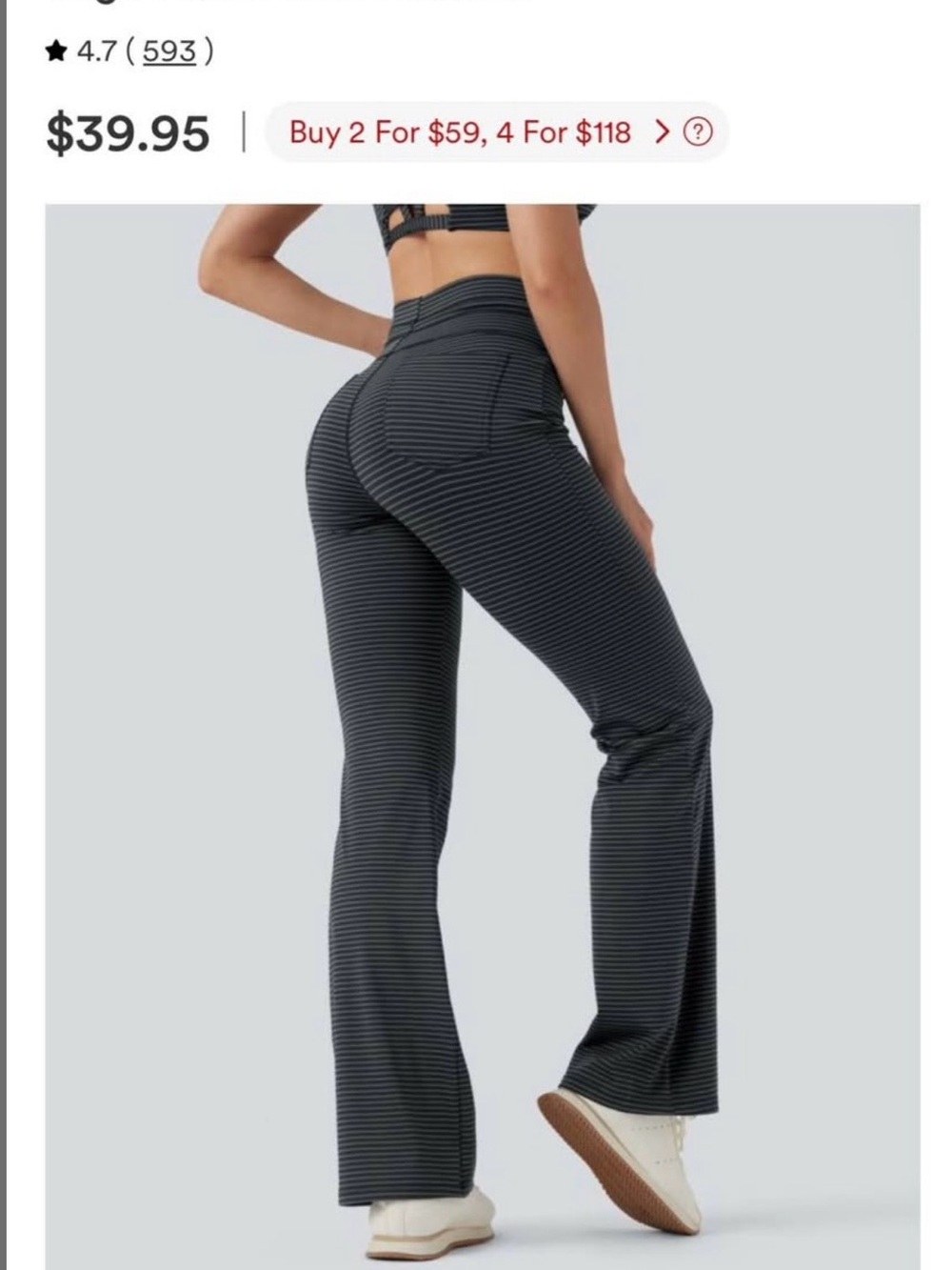 High-Waist Flared Leg Women’s Pants — Black Striped